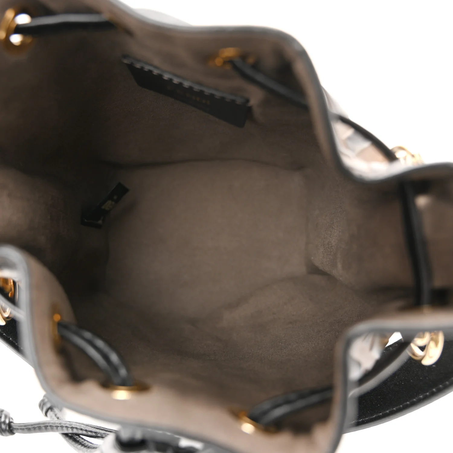 Vitello Liberty F is Fendi Bi-Color FF 1974 Embossed Mini Mon Tresor Bucket Bag Maya Black - Image 5