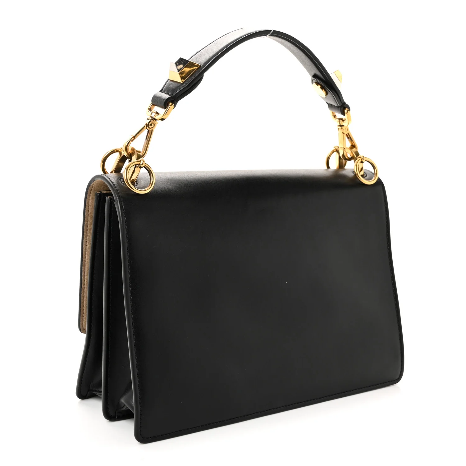Vitello Liberty Lucido Metal Monster Eyes Studded Kan I Shoulder Bag Black - Image 3