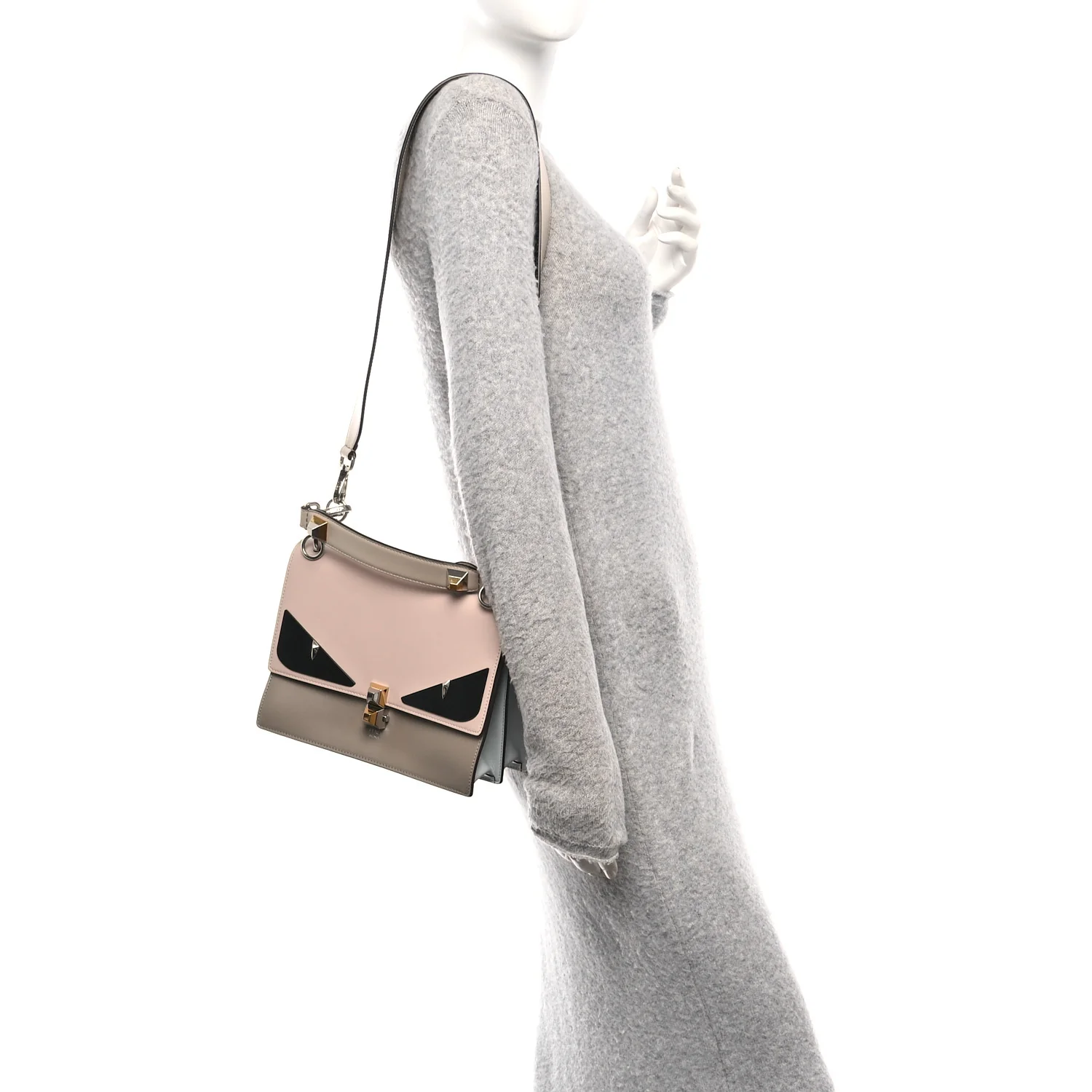 Vitello Liberty Lucido Metal Monster Eyes Studded Kan I Shoulder Bag = Cuoio Bubblegum Light Blue - Image 2
