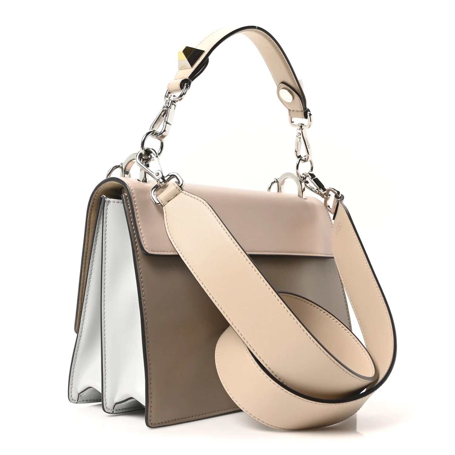 Vitello Liberty Lucido Metal Monster Eyes Studded Kan I Shoulder Bag = Cuoio Bubblegum Light Blue - Image 3