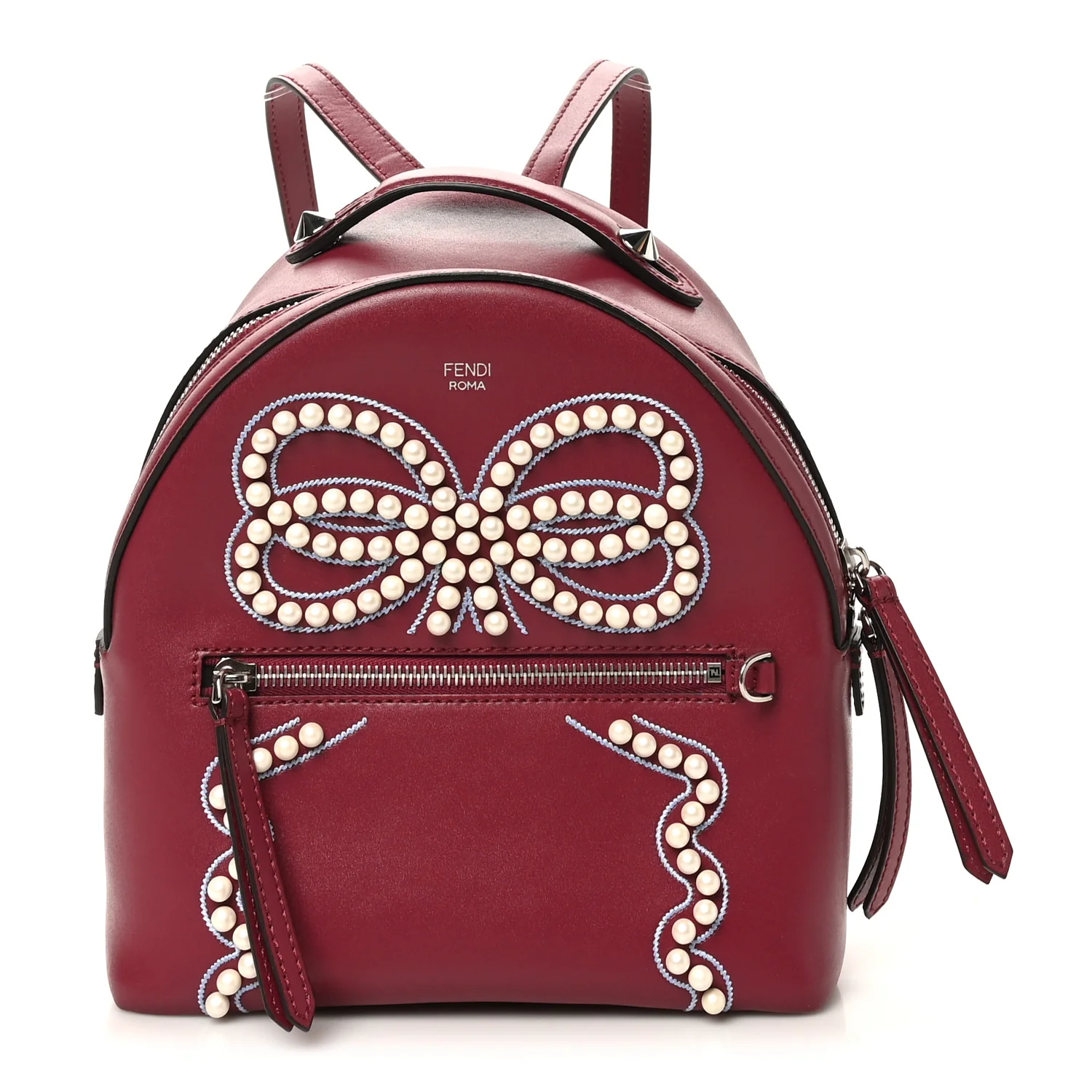 Vitello Liberty Pearl Romantic Bow Mini Backpack Black Cherry