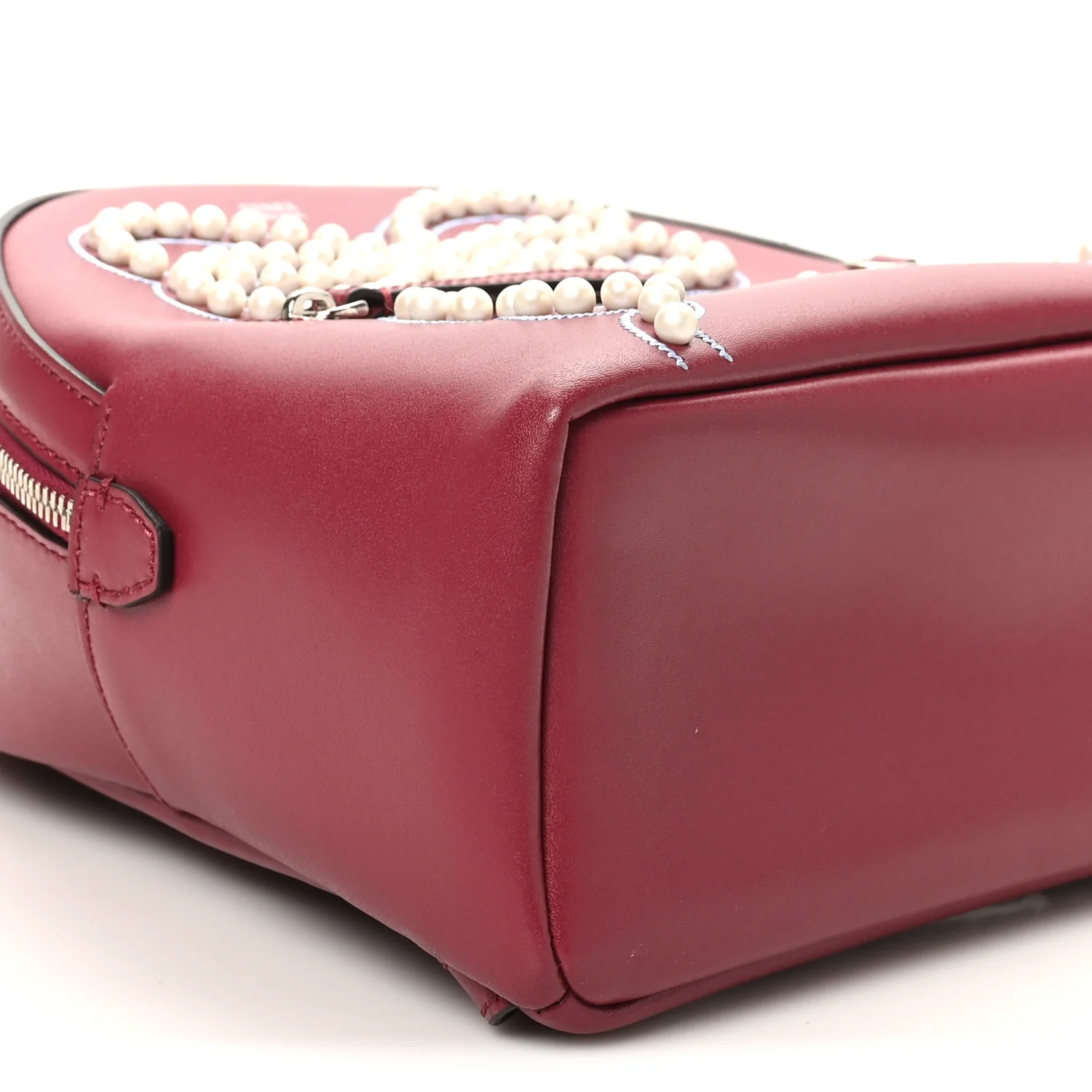 Vitello Liberty Pearl Romantic Bow Mini Backpack Black Cherry - Image 9