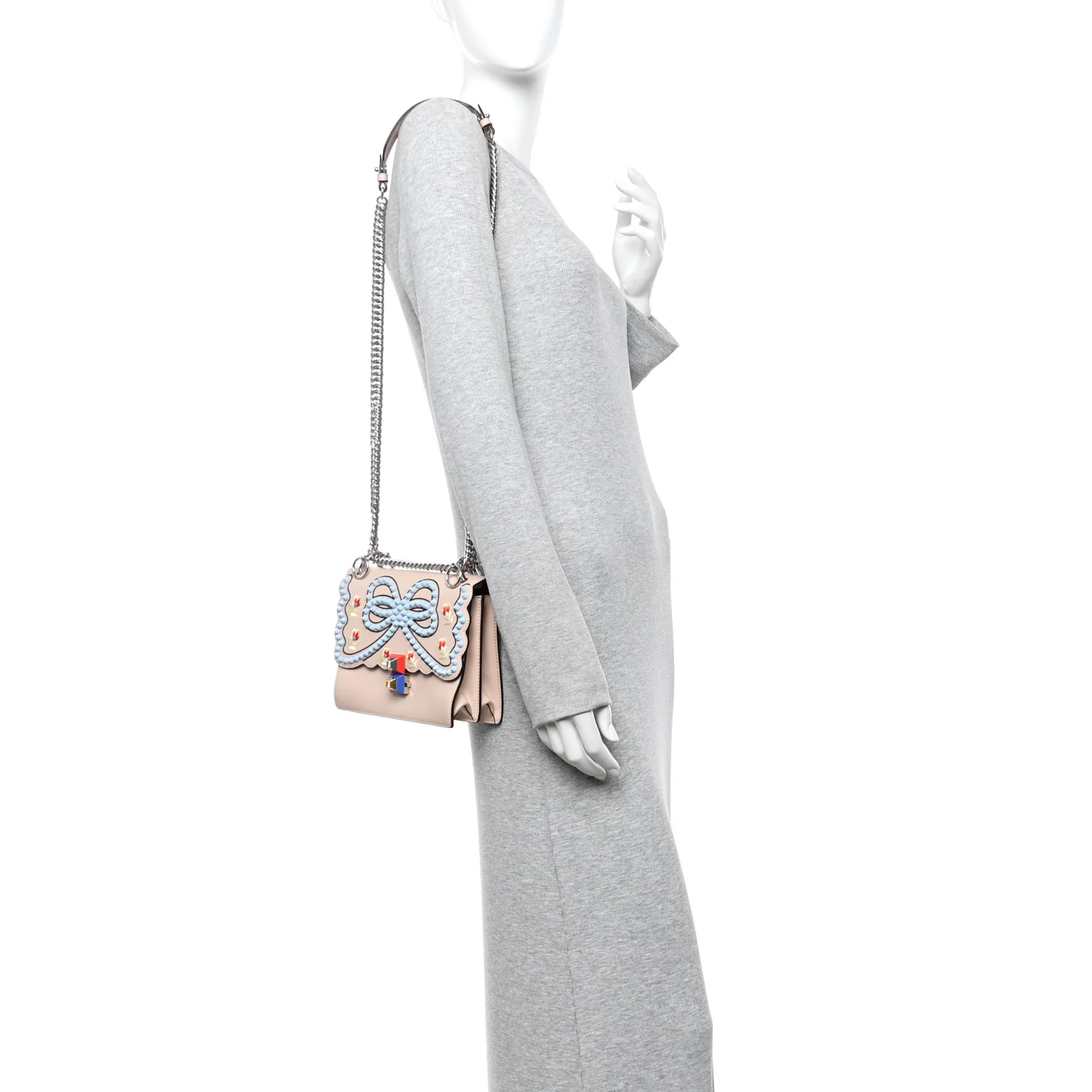 Vitello Liberty Scalloped Studded Flowers and Bows Small Kan I Shoulder Bag Plaster Multicolor - Image 2