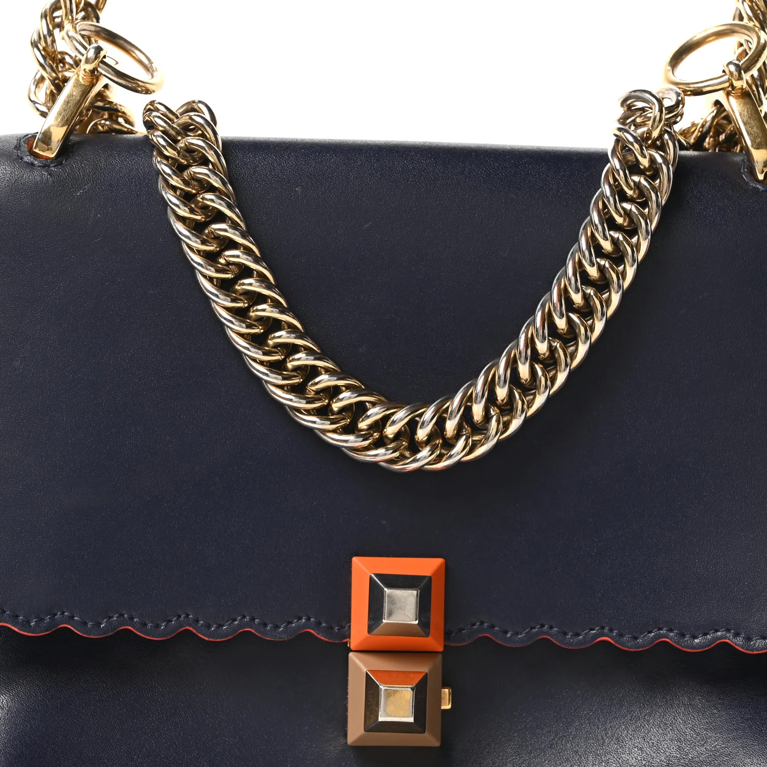 Vitello Liberty Scalloped Studded Small Kan I Shoulder Bag Blueberry - Image 8
