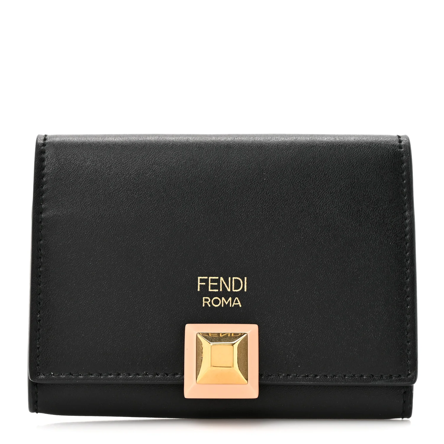 Vitello Liberty Studded Fold Over Card Holder Black