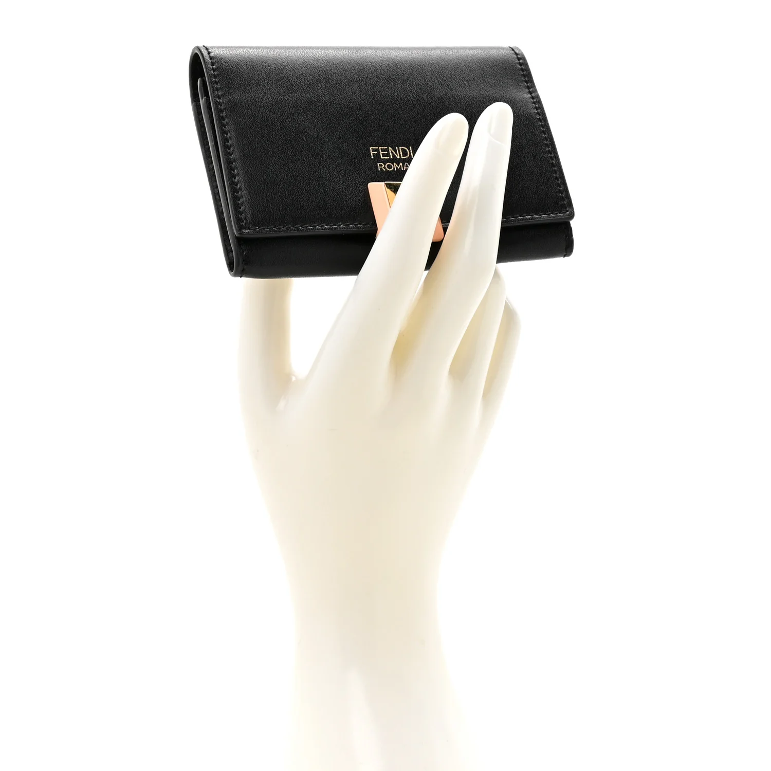 Vitello Liberty Studded Fold Over Card Holder Black - Image 2