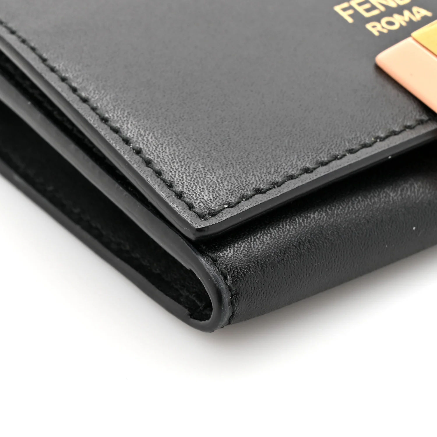 Vitello Liberty Studded Fold Over Card Holder Black - Image 8
