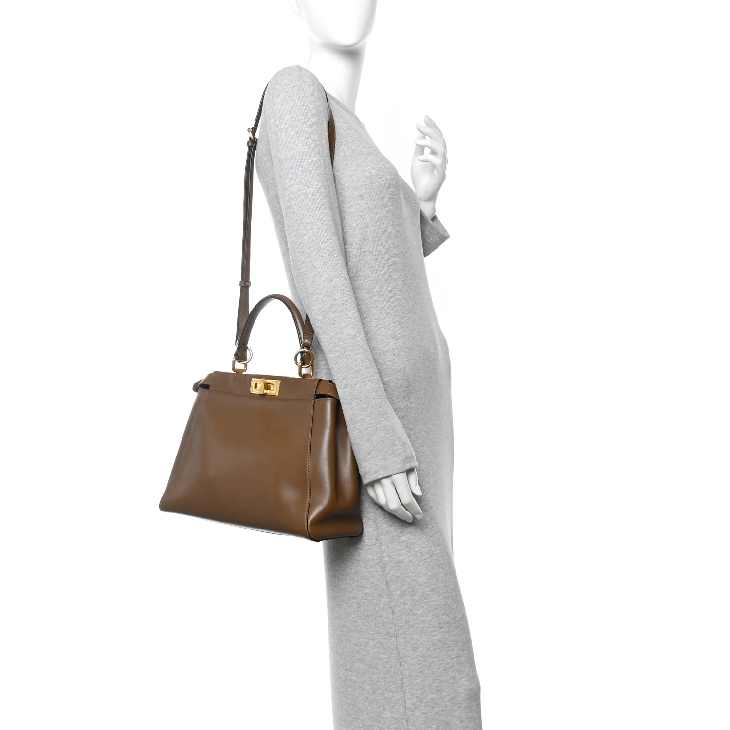 Vitello Morgan Fabric Jacquard Pequin Medium Peekaboo Iconic Satchel Foresta Tobacco Black - Image 2