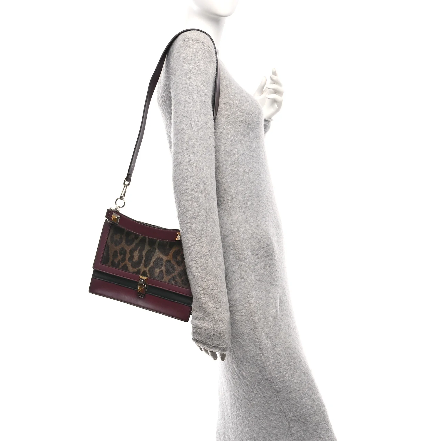 Vitello Pelo Dolce Liberty Lucido Sfumato Leopard Kan I Shoulder Bag Grigio Marrone Bordeaux - Image 2