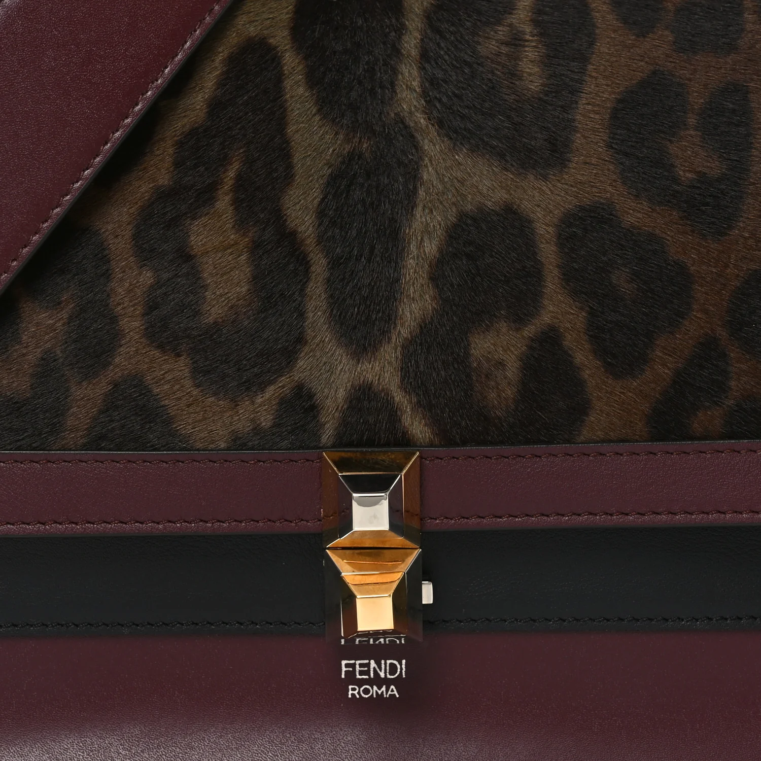 Vitello Pelo Dolce Liberty Lucido Sfumato Leopard Kan I Shoulder Bag Grigio Marrone Bordeaux - Image 8