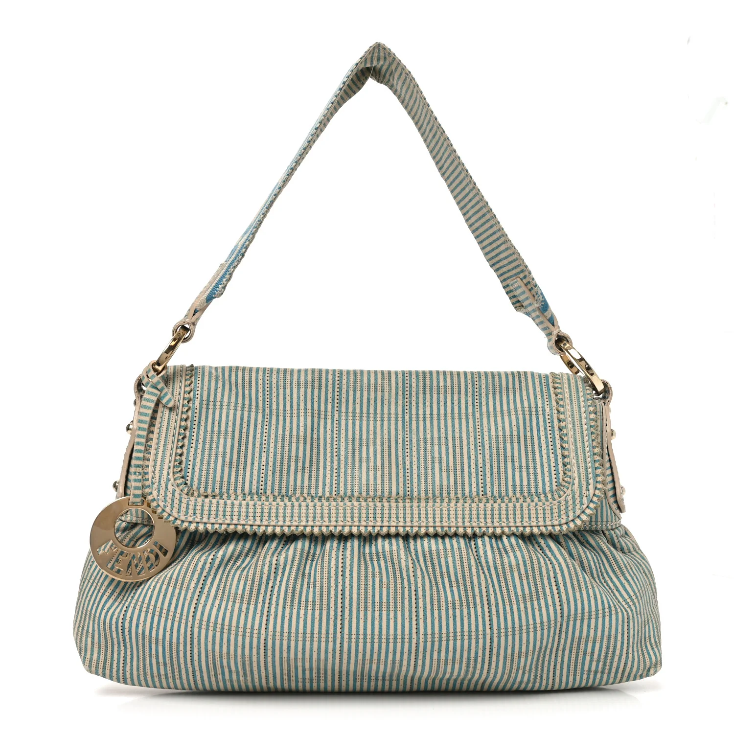Vitello Perforated FF Striped Small Chef Bag Blue White