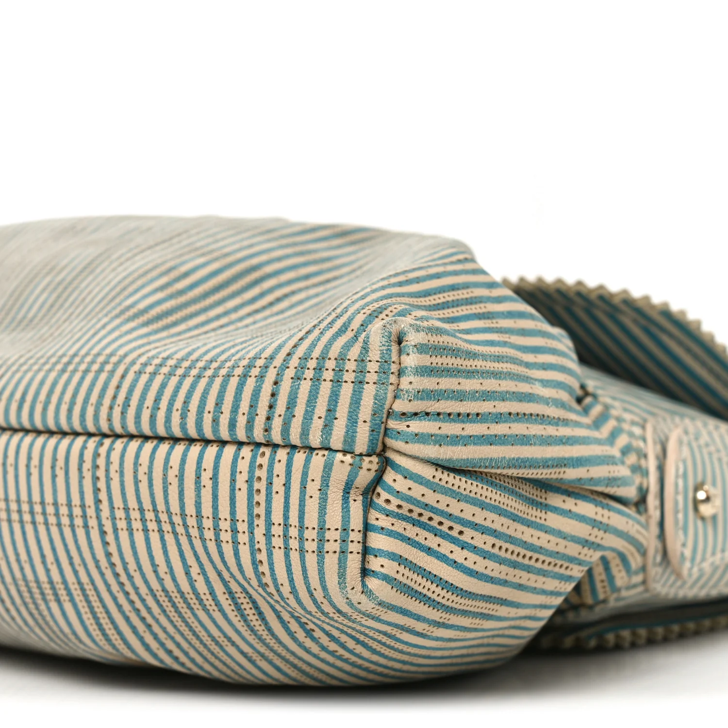 Vitello Perforated FF Striped Small Chef Bag Blue White - Image 10