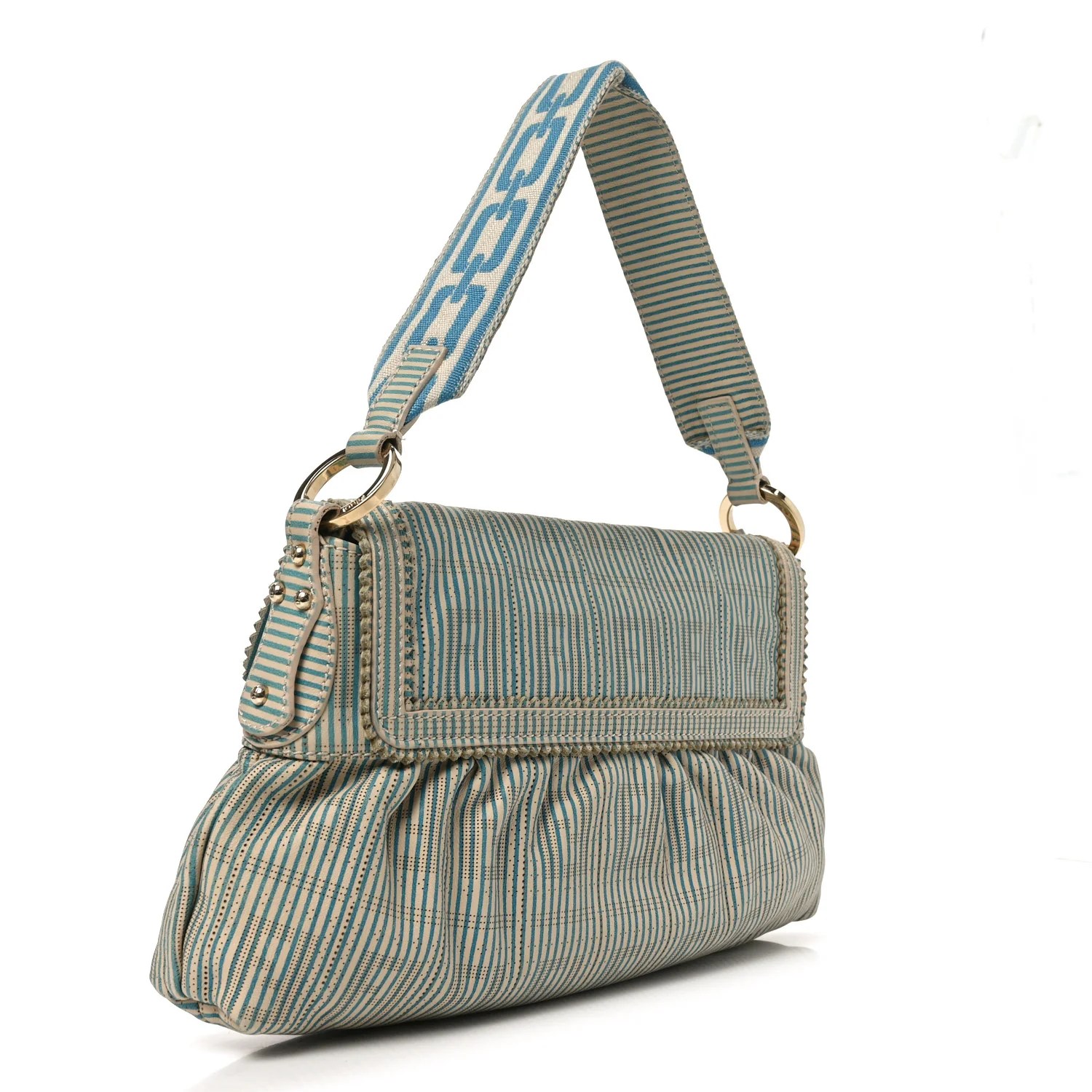 Vitello Perforated FF Striped Small Chef Bag Blue White - Image 3
