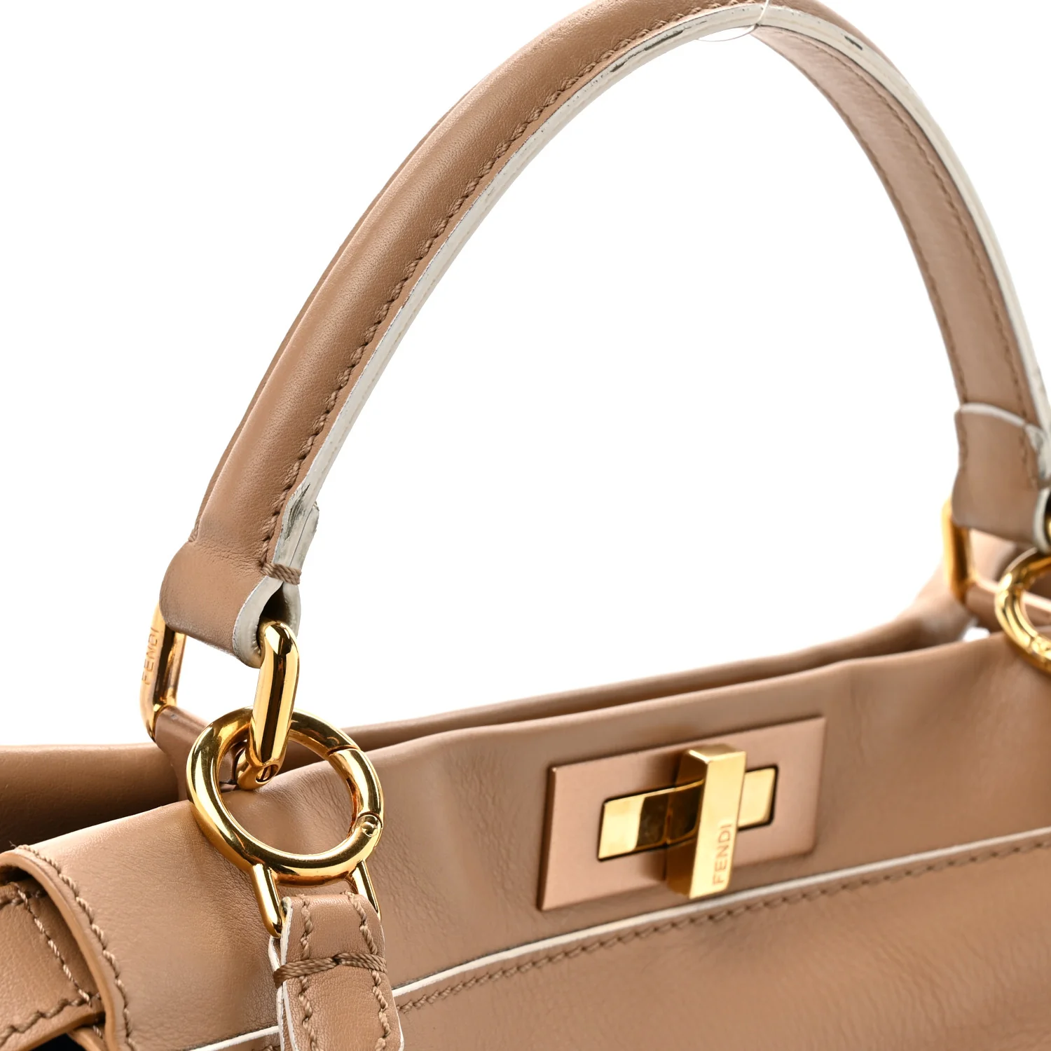 Vitello Seta Burro Large Peekaboo Iconic Satchel Cuoio Cobalto - Image 15