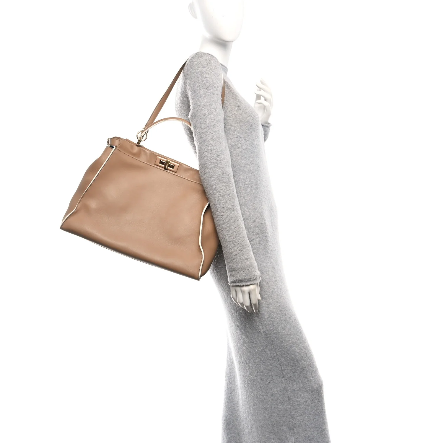 Vitello Seta Burro Large Peekaboo Iconic Satchel Cuoio Cobalto - Image 2