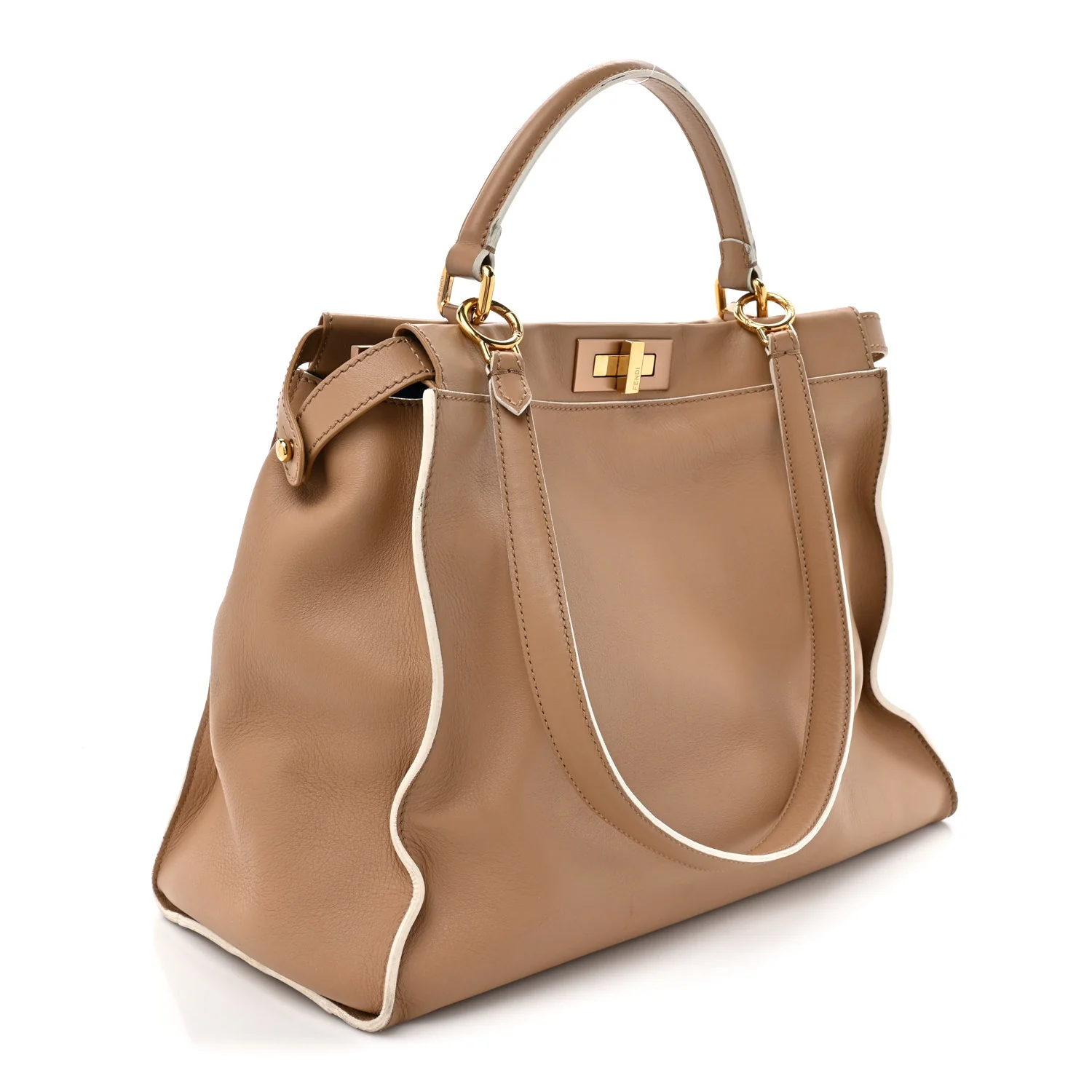 Vitello Seta Burro Large Peekaboo Iconic Satchel Cuoio Cobalto - Image 3