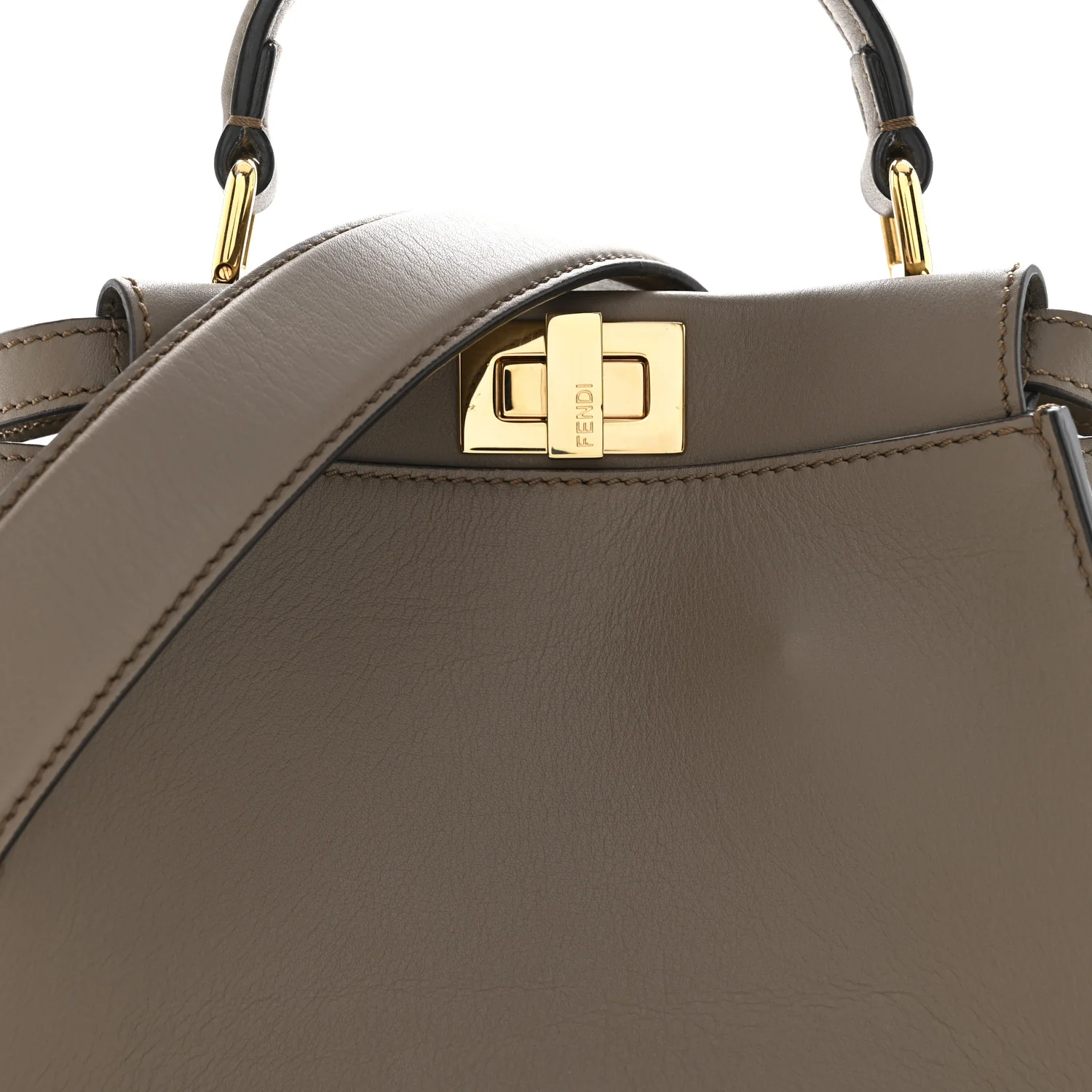 Vitello Seta Canvas FF Embroidered Mini Peekaboo Iconic Satchel Tartufo - Image 8