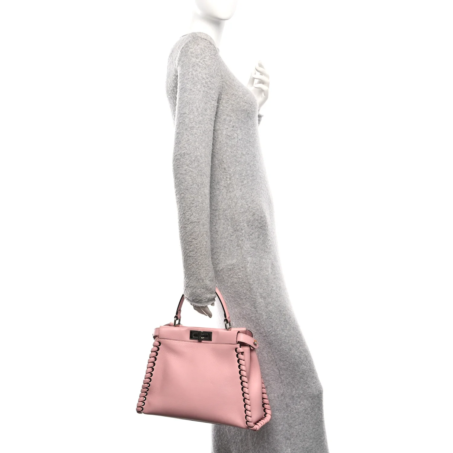Vitello Seta Lace Up Medium Peekaboo Iconic Satchel Bubblegum - Image 2