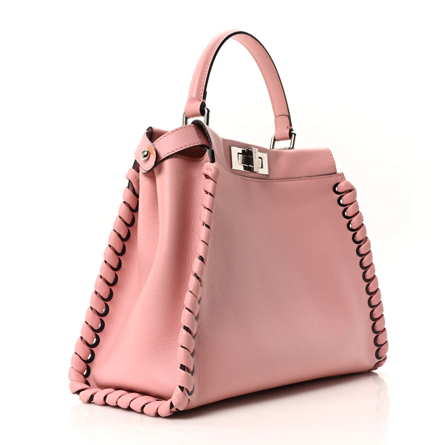 Vitello Seta Lace Up Medium Peekaboo Iconic Satchel Bubblegum - Image 3