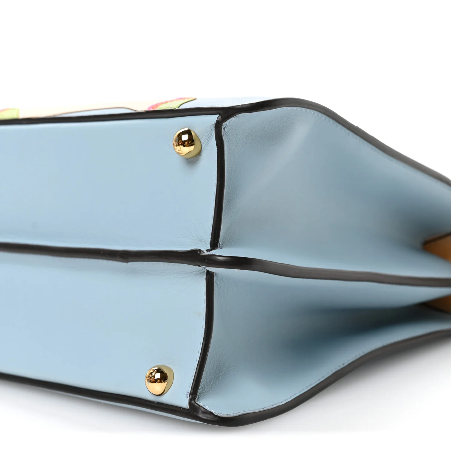 Vitello Seta Nappa Bi-Color Rainbow Girl Inlay Medium Peekaboo I SEE U Satchel Azzurro Baby Multicolor - Image 11