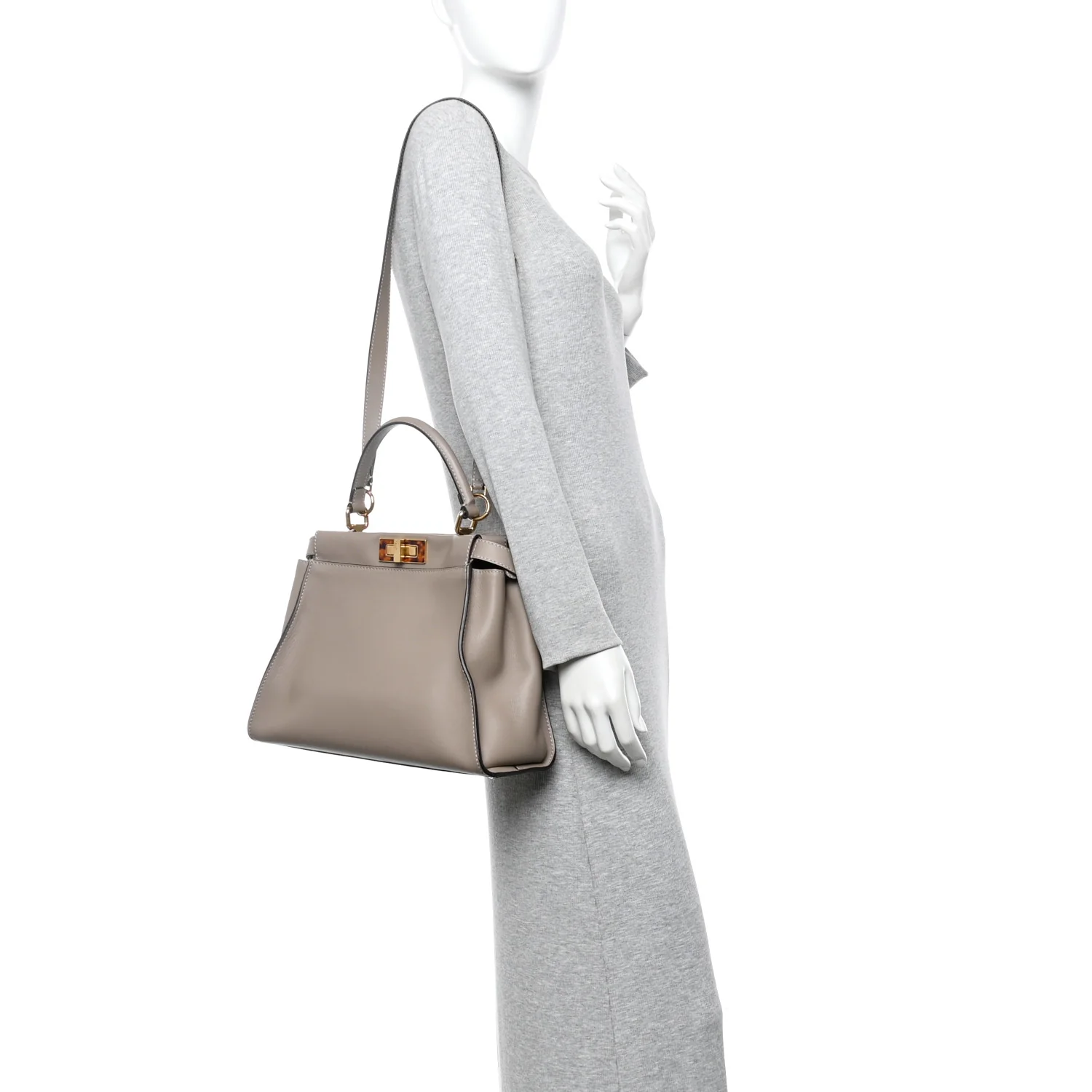 Vitello Seta Plexiglass Tortoise Medium Peekaboo Iconic Satchel Tortora - Image 2
