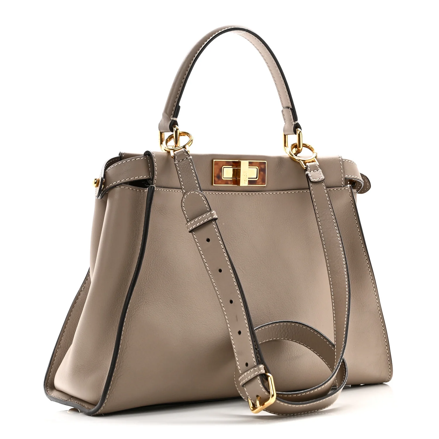 Vitello Seta Plexiglass Tortoise Medium Peekaboo Iconic Satchel Tortora - Image 3