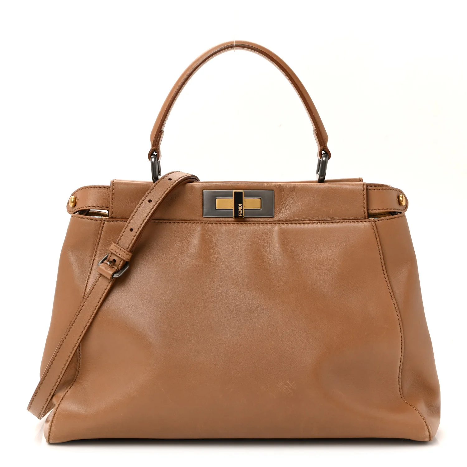 Vitello Seta Shiny Nappa Elaphe Medium Peekaboo Iconic Satchel Latte Blue