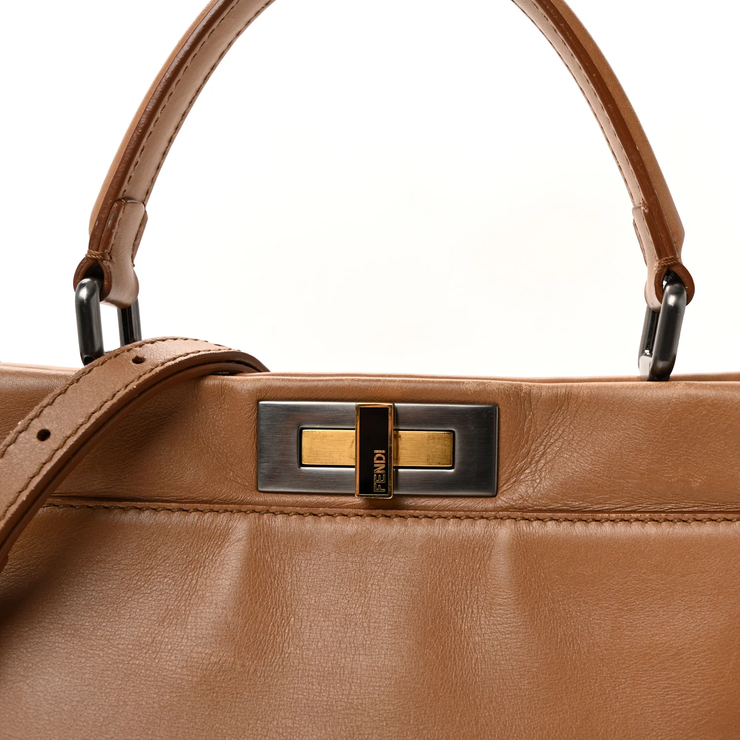 Vitello Seta Shiny Nappa Elaphe Medium Peekaboo Iconic Satchel Latte Blue - Image 7
