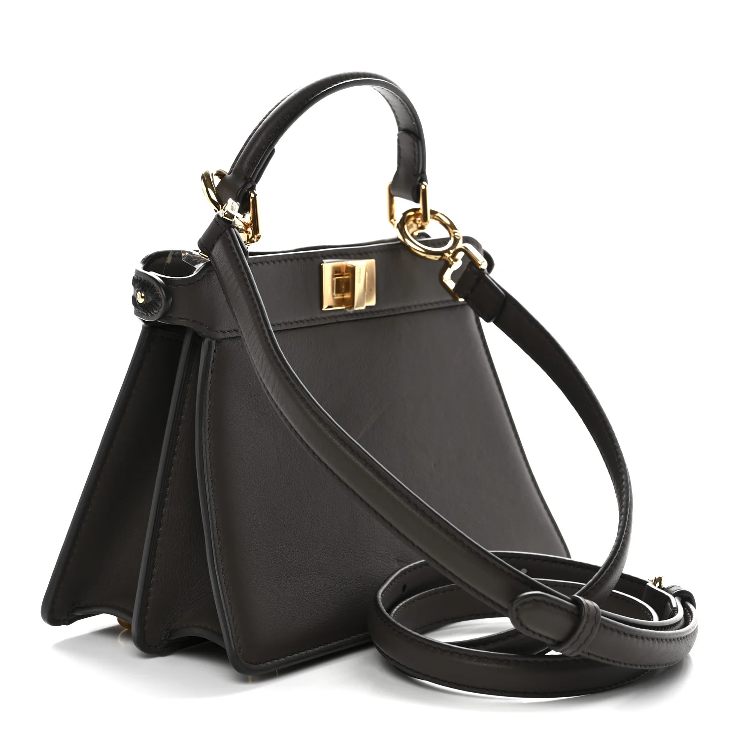 Vitello Seta Shiny Nappa Floral Embroidered Petite Peekaboo I SEE U Satchel Carbone Black - Image 3