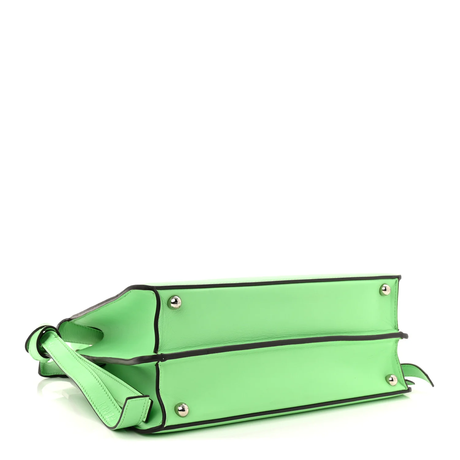 Vitello Seta Shiny Nappa Logo Embossed Laces Medium Peekaboo I SEE U Satchel Edamame - Image 4