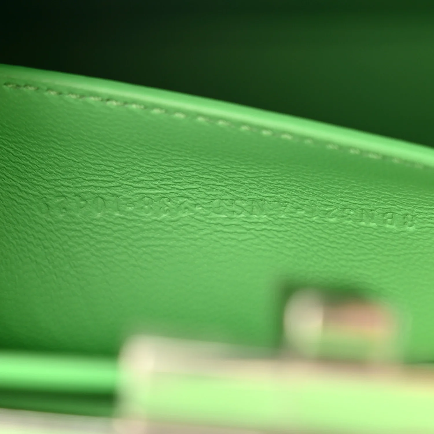 Vitello Seta Shiny Nappa Logo Embossed Laces Medium Peekaboo I SEE U Satchel Edamame - Image 7