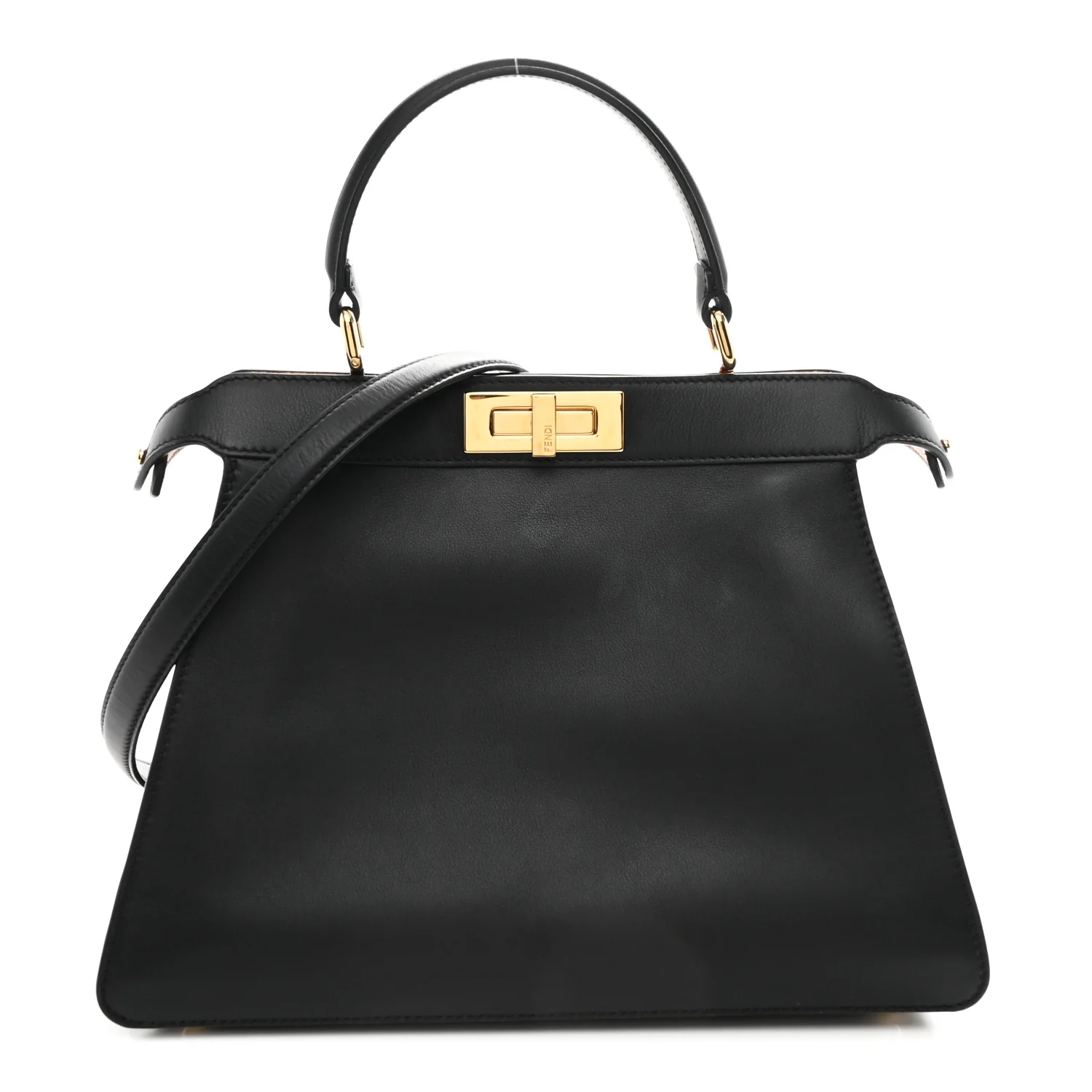 Vitello Seta Shiny Nappa Medium Peekaboo I SEE U Satchel Black Light Rose