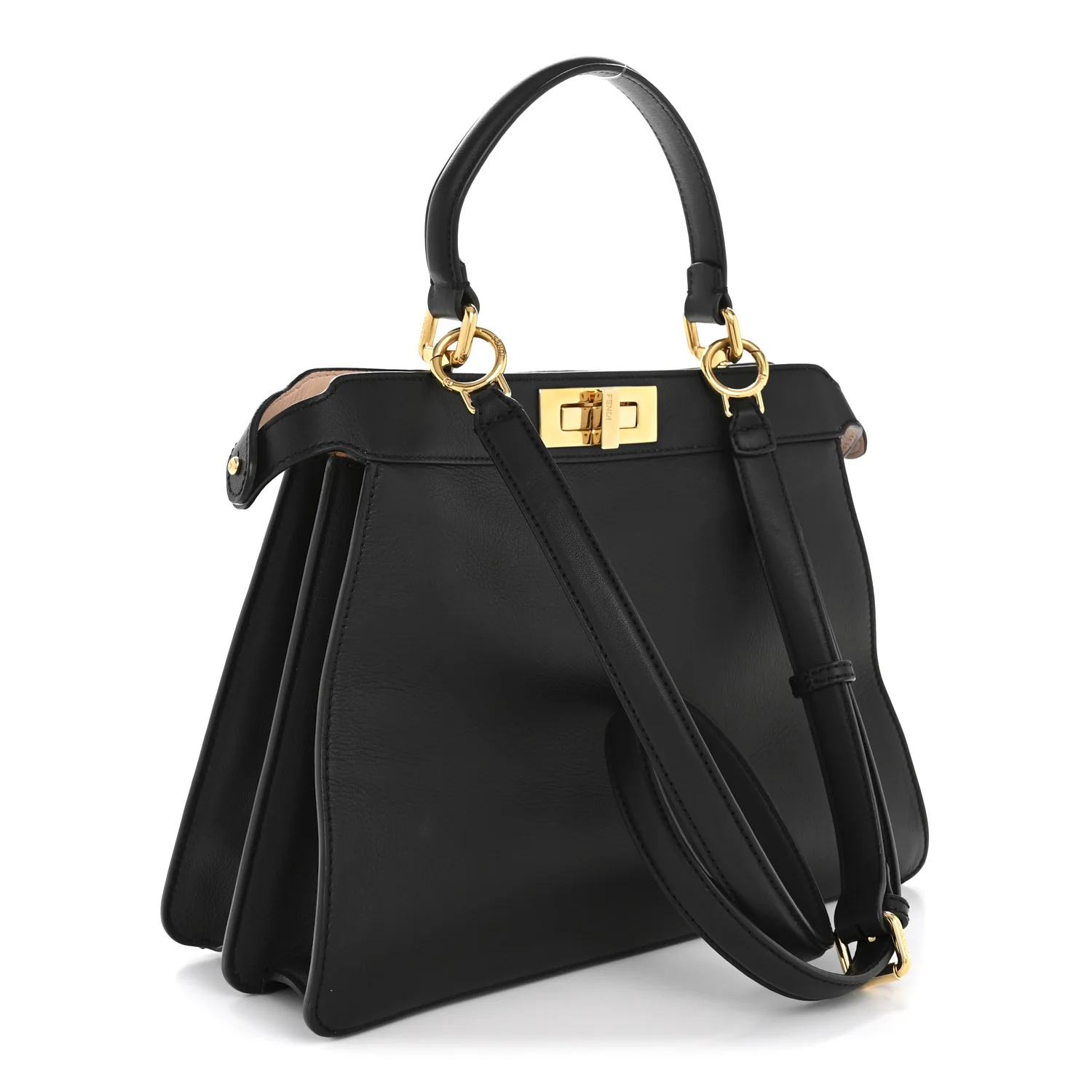 Vitello Seta Shiny Nappa Medium Peekaboo I SEE U Satchel Black Light Rose - Image 3