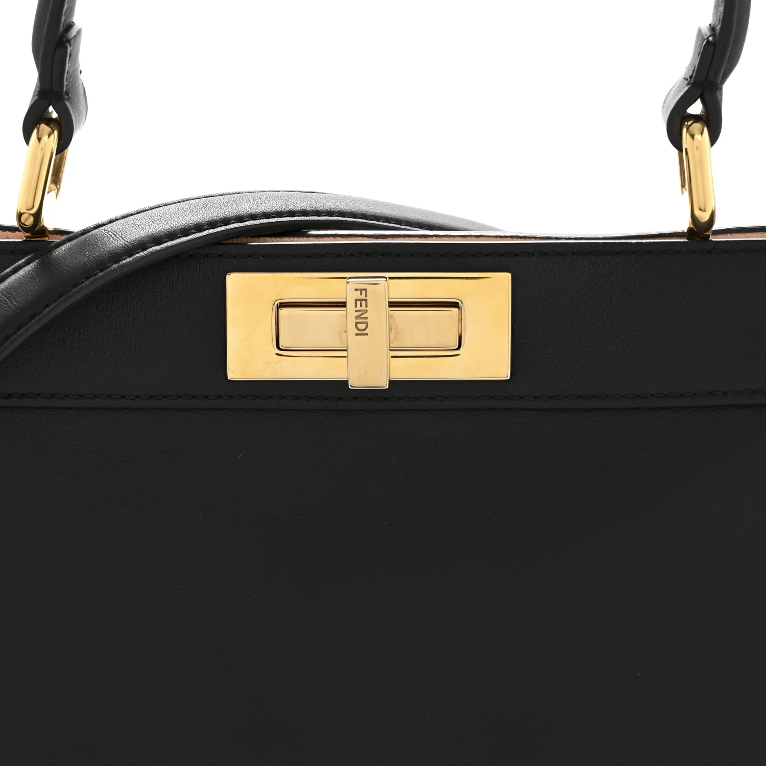 Vitello Seta Shiny Nappa Medium Peekaboo I SEE U Satchel Black Light Rose - Image 9