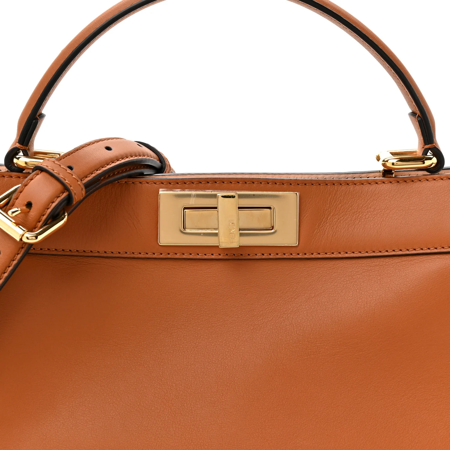 Vitello Seta Shiny Nappa Medium Peekaboo I SEE U Satchel Brandy Light Rose - Image 17