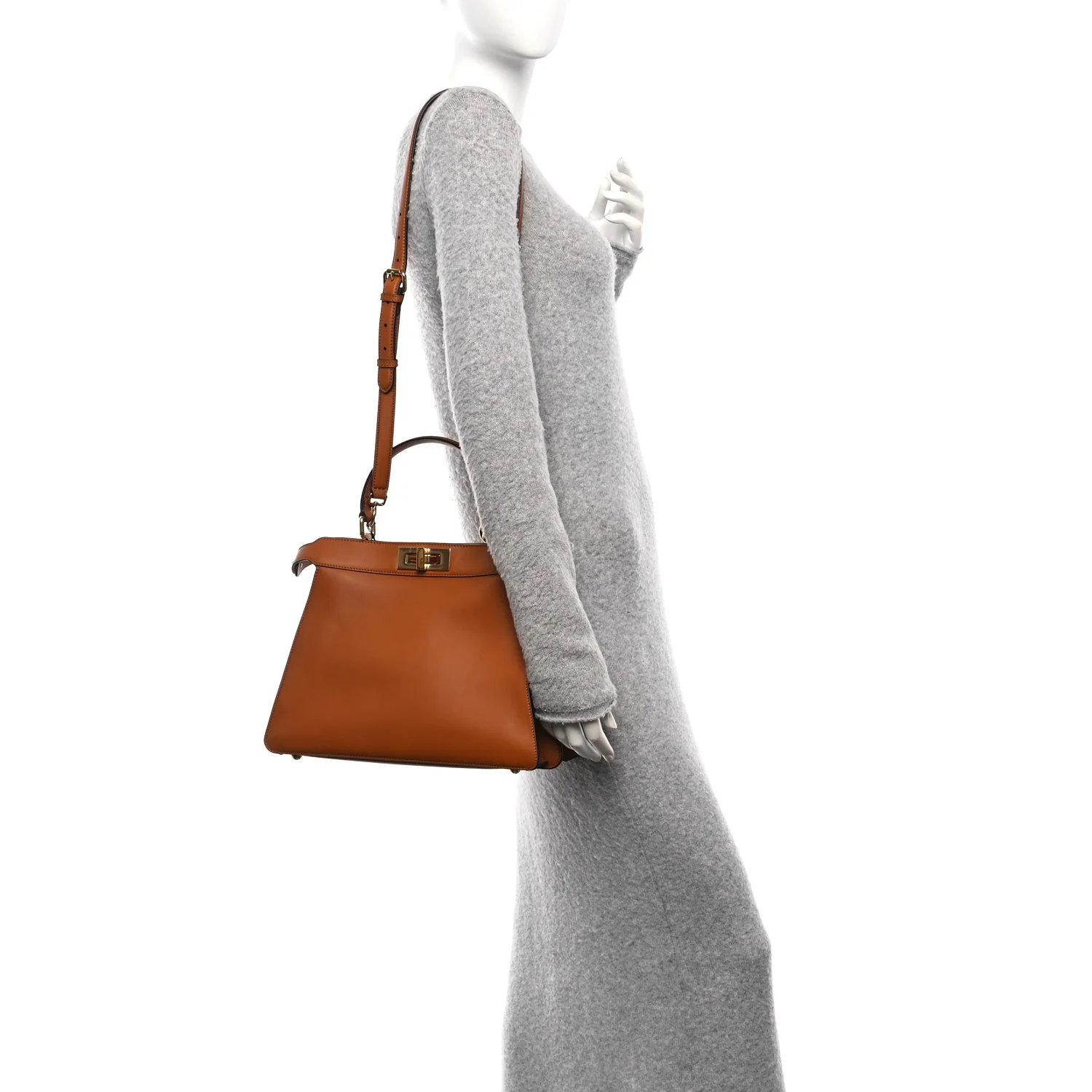 Vitello Seta Shiny Nappa Medium Peekaboo I SEE U Satchel Brandy Light Rose - Image 3