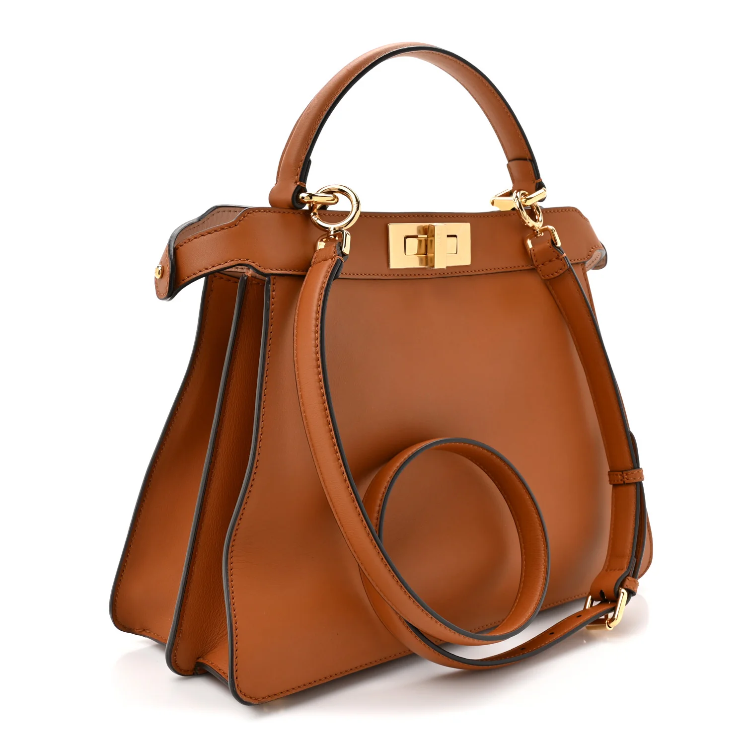 Vitello Seta Shiny Nappa Medium Peekaboo I SEE U Satchel Brandy Light Rose - Image 5