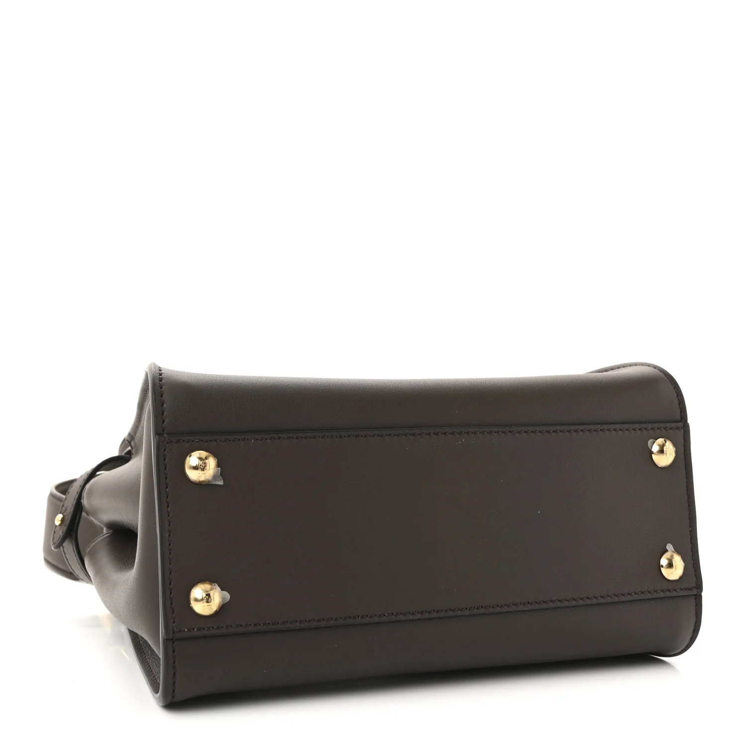 Vitello Seta Suede FF Mini Peekaboo Iconic Satchel Chocolate Sigaro Marrone - Image 4