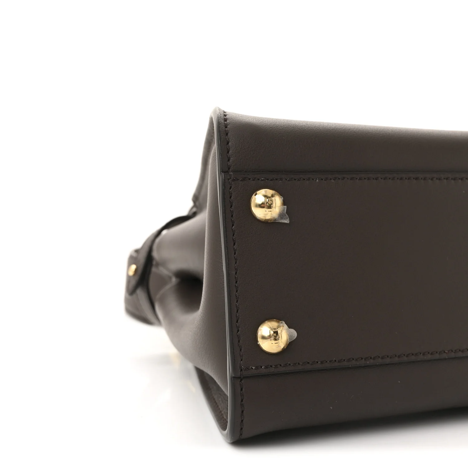 Vitello Seta Suede FF Mini Peekaboo Iconic Satchel Chocolate Sigaro Marrone - Image 8