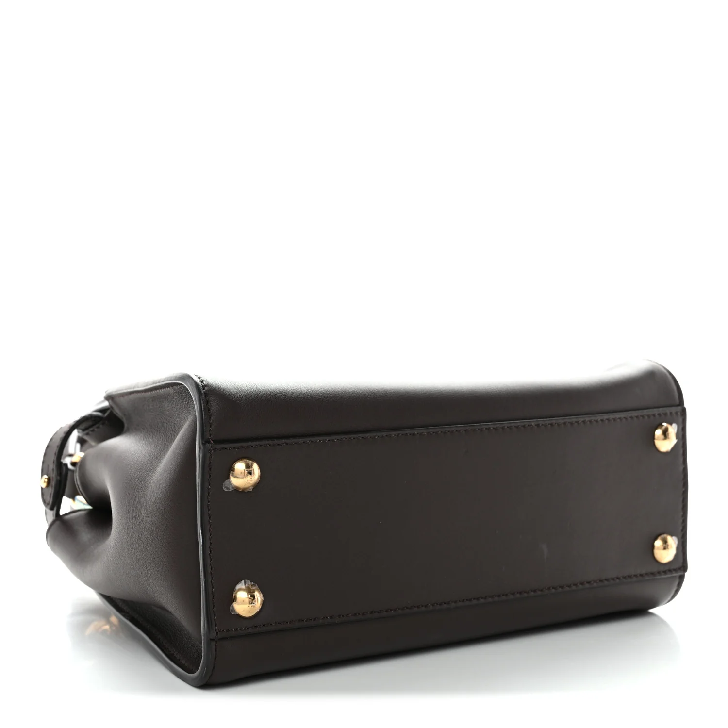 Vitello Seta Suede FF Mini Peekaboo Iconic Satchel Chocolate Sigaro Marrone - Image 4