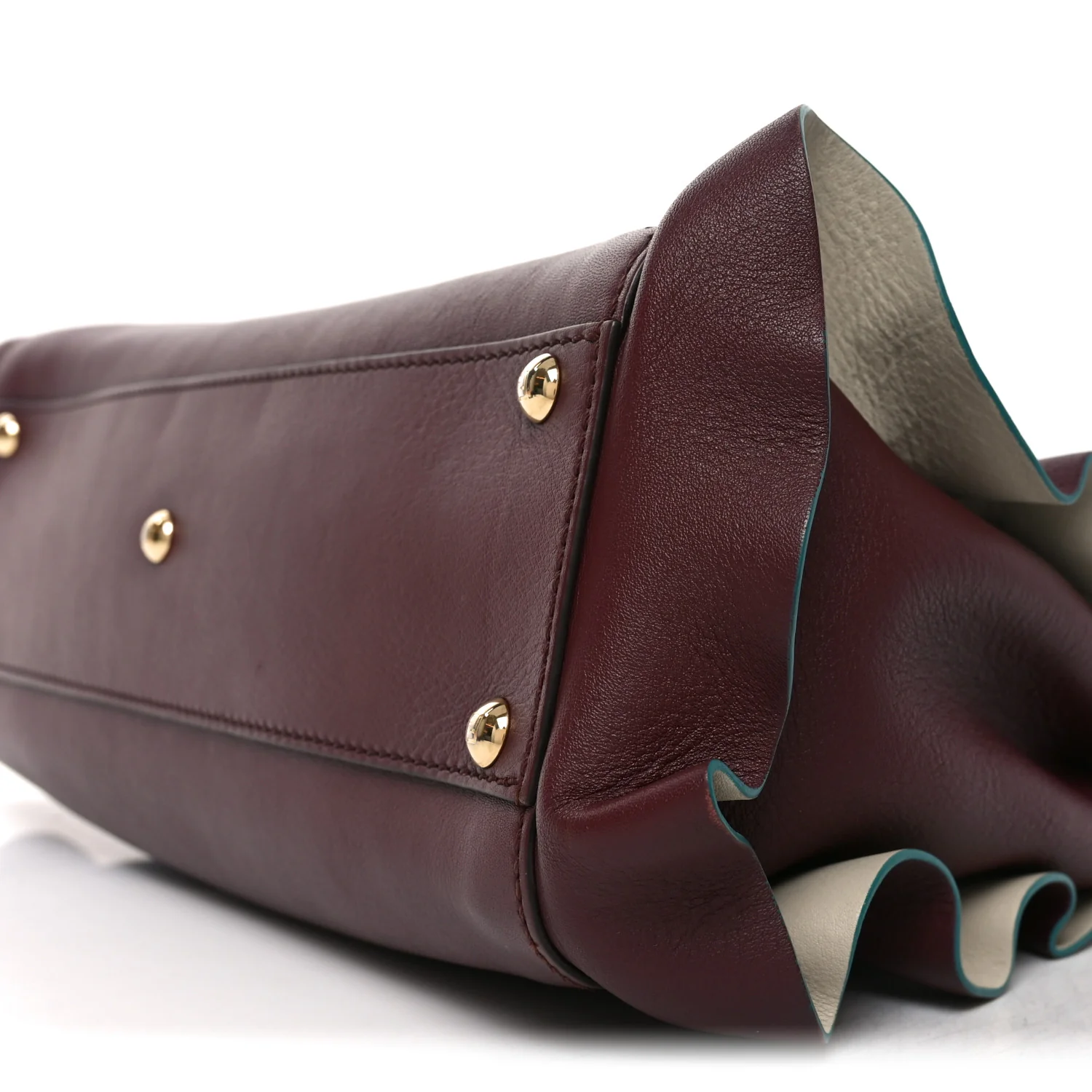 Vitello Seta Waves Bi-Color Medium Peekaboo Iconic Satchel Bordeaux Latte - Image 10