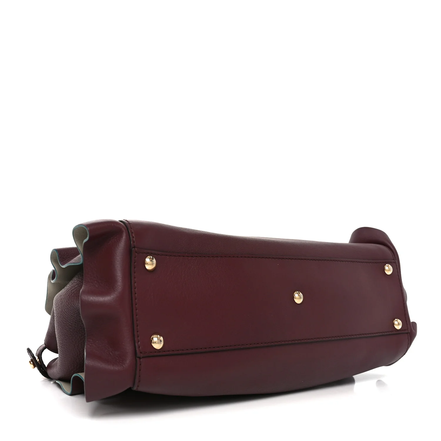 Vitello Seta Waves Bi-Color Medium Peekaboo Iconic Satchel Bordeaux Latte - Image 4