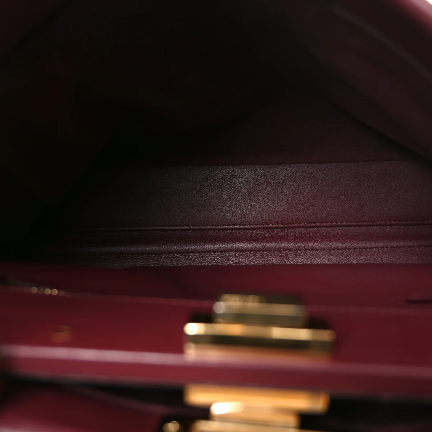 Vitello Seta Waves Bi-Color Medium Peekaboo Iconic Satchel Bordeaux Latte - Image 5