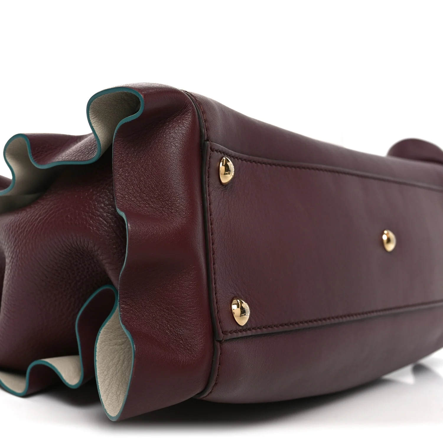 Vitello Seta Waves Bi-Color Medium Peekaboo Iconic Satchel Bordeaux Latte - Image 9