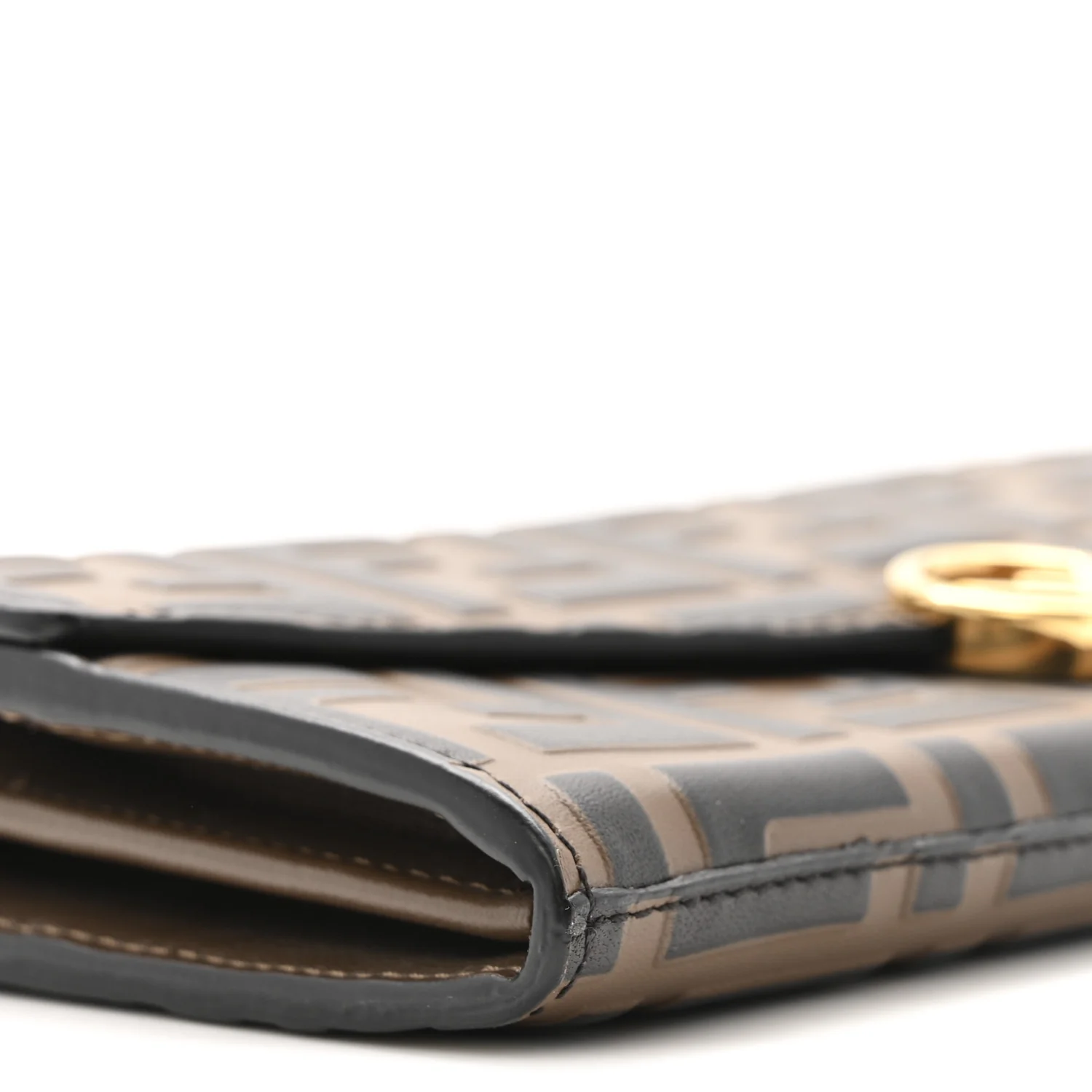 Vitello Soft F is Fendi Bi-Color FF 1974 Embossed Continental Envelope Wallet On Chain Maya Black - Image 10