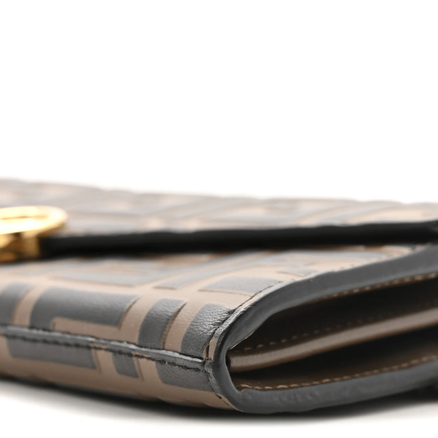 Vitello Soft F is Fendi Bi-Color FF 1974 Embossed Continental Envelope Wallet On Chain Maya Black - Image 11