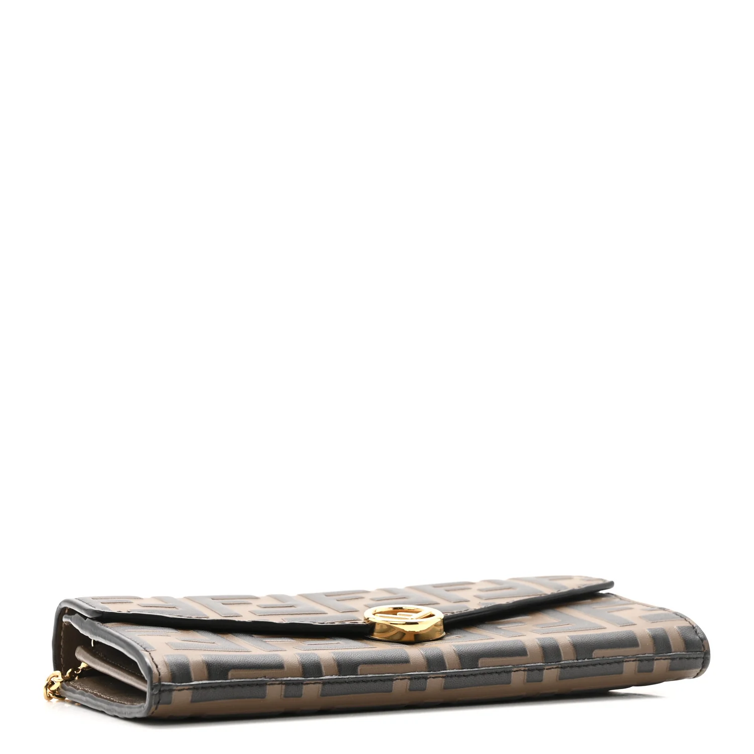 Vitello Soft F is Fendi Bi-Color FF 1974 Embossed Continental Envelope Wallet On Chain Maya Black - Image 4
