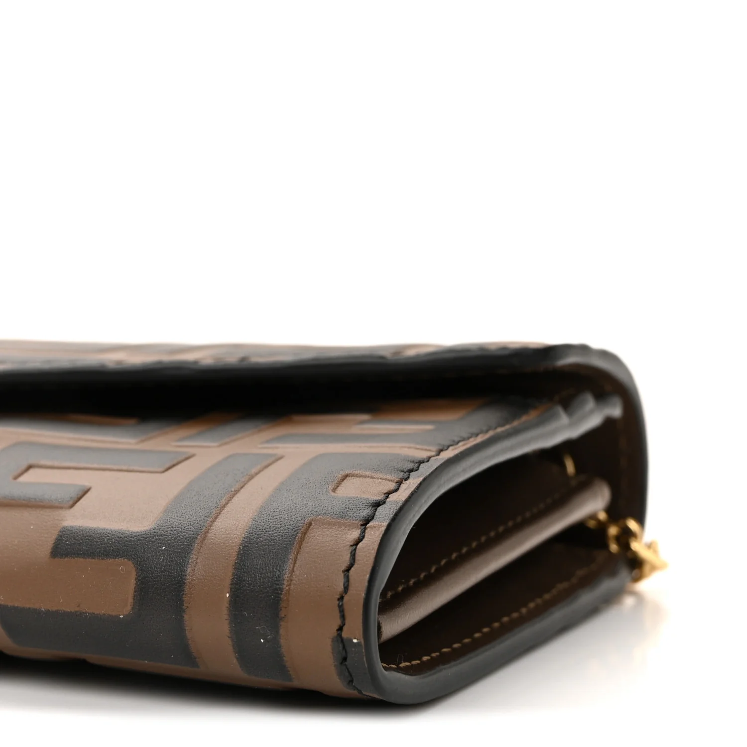 Vitello Soft F is Fendi Bi-Color FF 1974 Embossed Continental Envelope Wallet On Chain Maya Black - Image 10