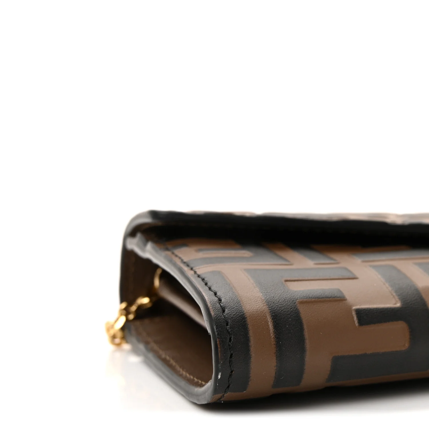 Vitello Soft F is Fendi Bi-Color FF 1974 Embossed Continental Envelope Wallet On Chain Maya Black - Image 9