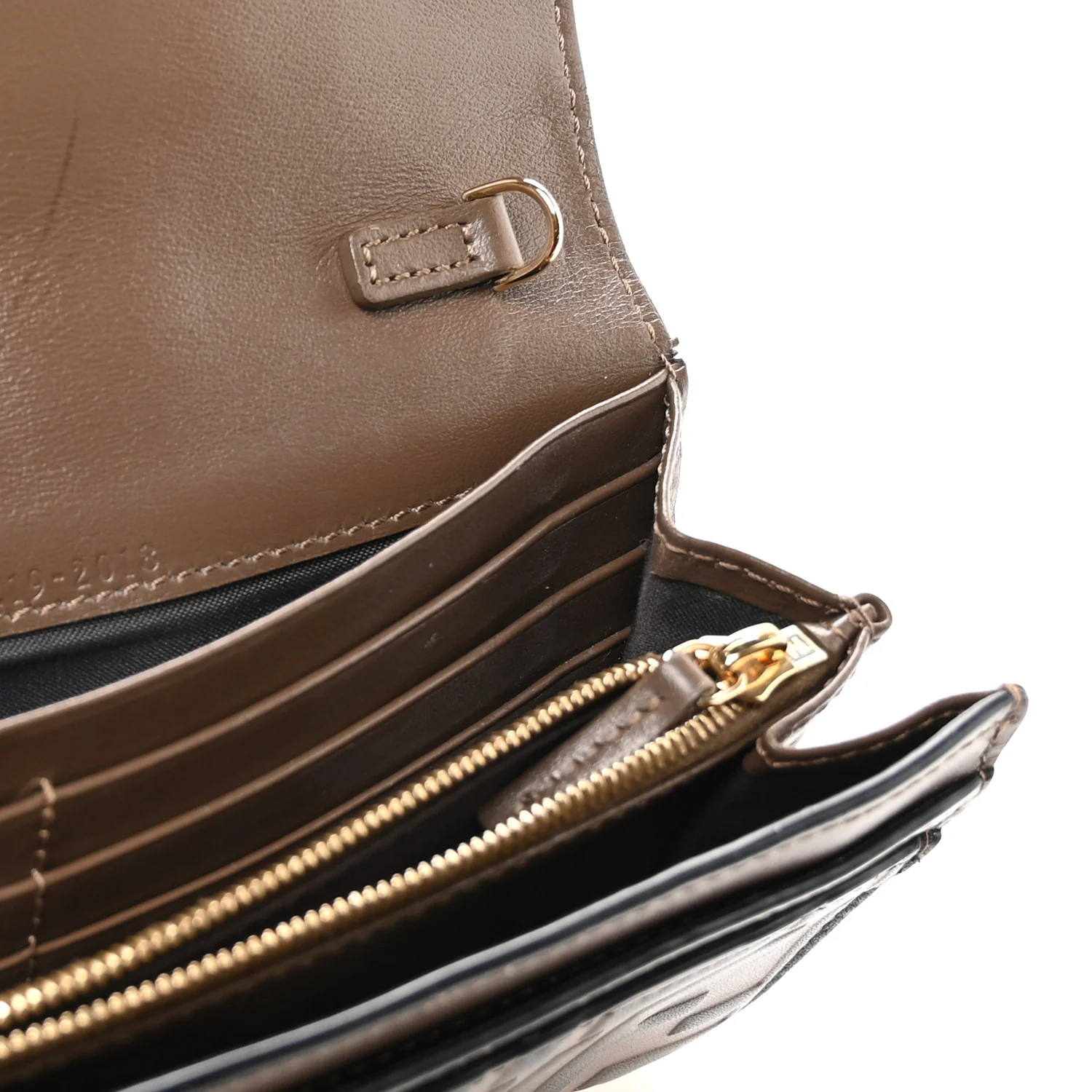 Vitello Soft F is Fendi Bi-Color FF 1974 Embossed Continental Envelope Wallet On Chain Maya Black - Image 11
